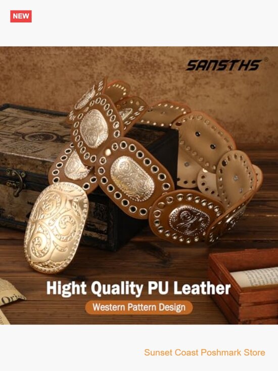 Womens Concho Wide Western Disc Belt for Jeans Dress Cowgirl Cowboy Boho